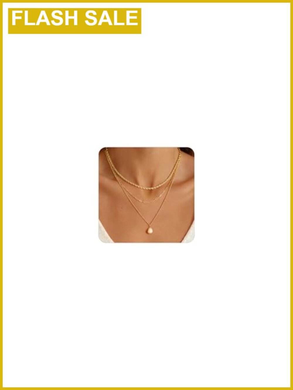 14K Gold Plated Layered Necklace Set 3pc Cuban Link Herringbone Pendant